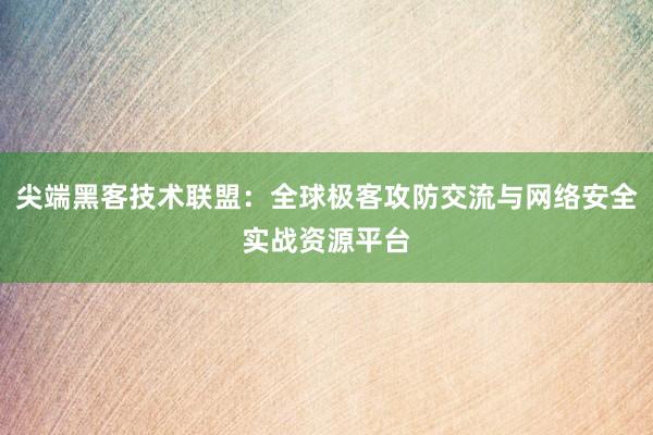 尖端黑客技术联盟：全球极客攻防交流与网络安全实战资源平台